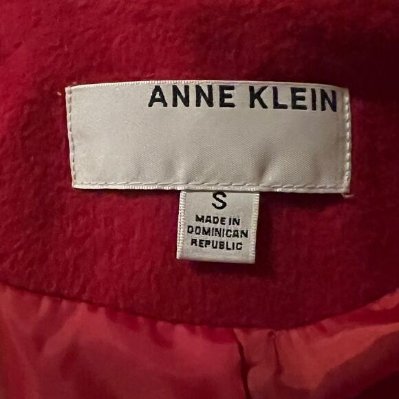 Anne Klein Womens Double-Breasted Peacoat Wool Blend Lychee Red Small NWT - Picture 6 of 9